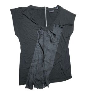 NEW YORK & COMPANY Womens Black Ruffle Front Zipper Dress Size M